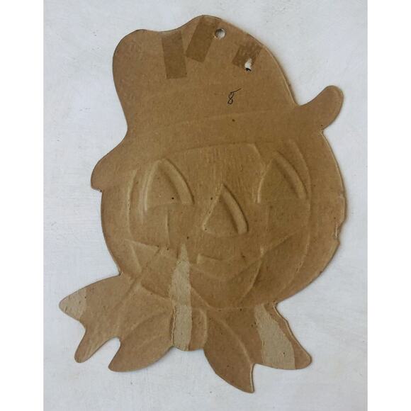 Vintage Halloween H E Luhrs Scarecrow Pumpkin Jack O’Lantern Cardboard Decor USA - Picture 3 of 12